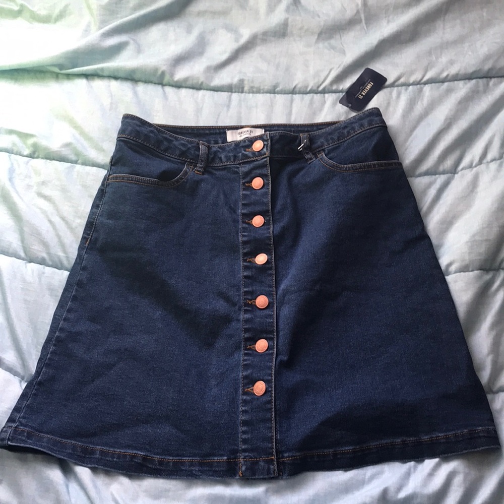 Forever 21 - Denim Skirt w/ Rose Gold Buttons